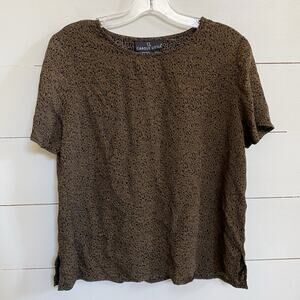 Carole Little Women's Brown & Black Animal Print Dressy‎ Blouse 12